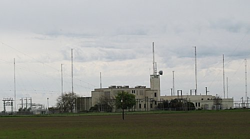 rhombic antennas in the background