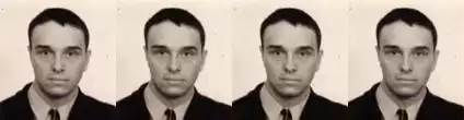 Photos of Quen Kaiser in civilian dress for the possibility that fake IDs might need to be made in the event of being shot down behind enemy lines.
