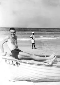 Quentin Kaiser on leave at the beach in Alexandria, Egypt.