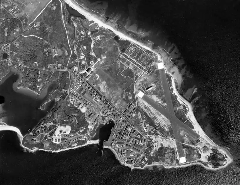 Aerial view of Elizabeth Field on Fisher's Island, NY.