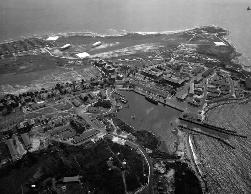 Aerial oblique view of Elizabeth Field on Fisher's Island, NY.