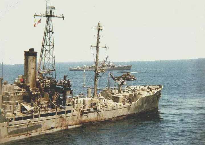 Liberty with destroyer