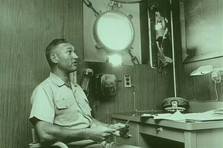 Rocket hole in captain's cabin