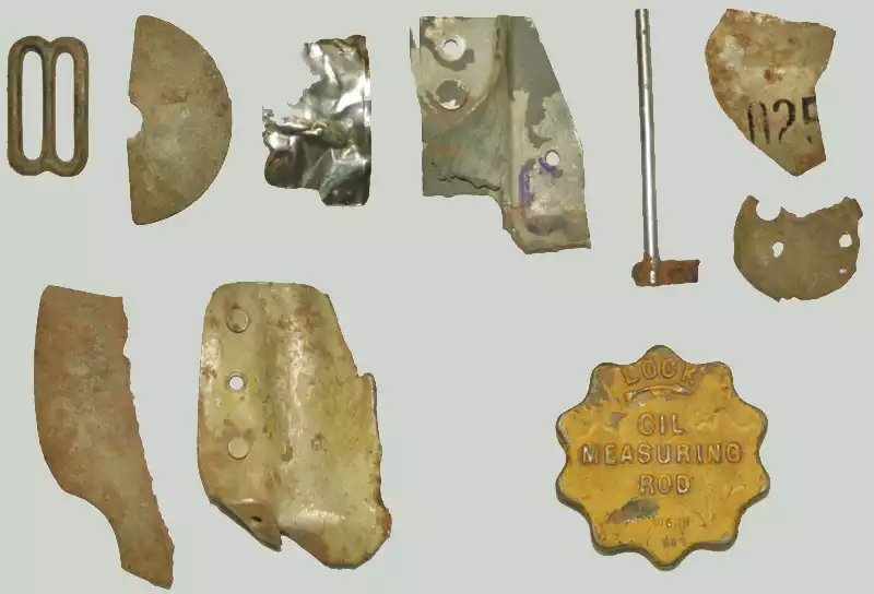 Fragments found at crash site of B-25J 8U 43-4064.