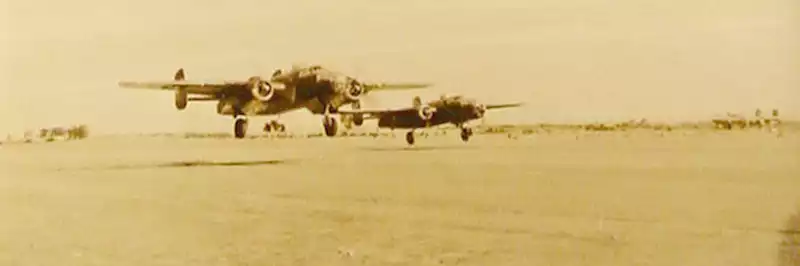 Two B-25s taking off on a bombing mission. Photo by Quentin Kaiser.