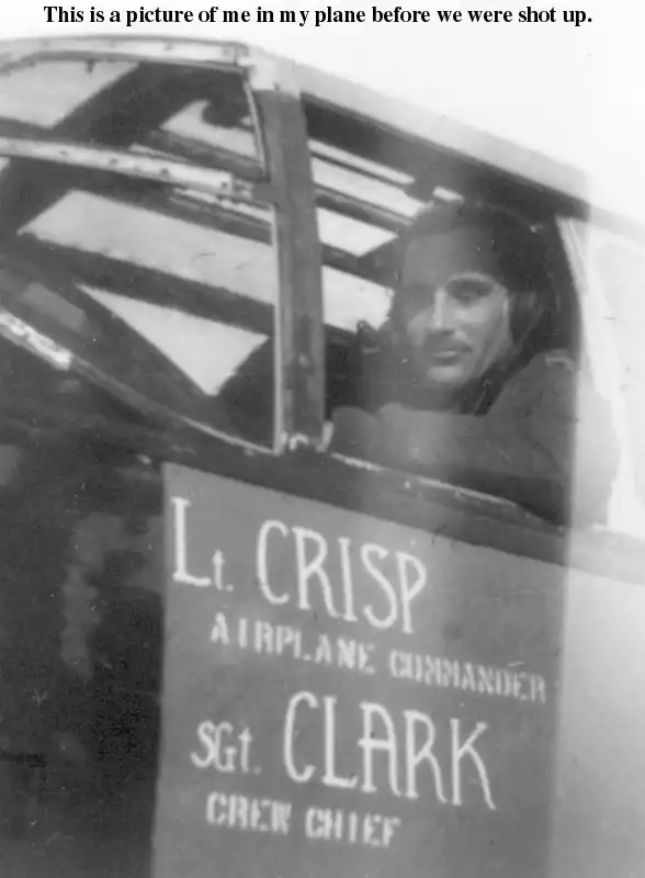 Lt. Glenn Crisp in his plane at Solenzara, Corsica.