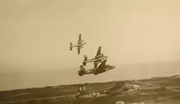 Box of six B-25Js landing at Alesan, Corsica.