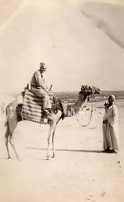 Quentin Kaiser rides a camel while on leave in Egypt.