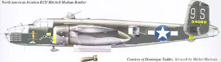 B-25J 9S 'Knockout' sketch by Michel Martraix.