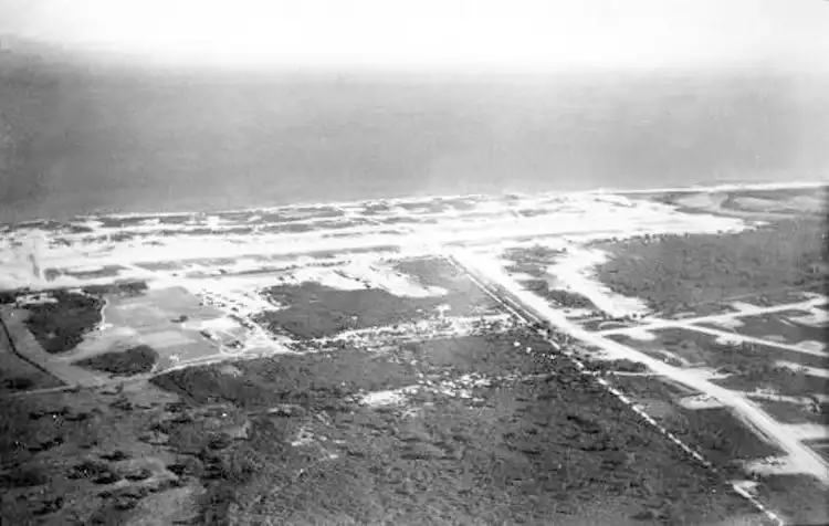 Aerial photograph of Alesan Air Field, Corsica.