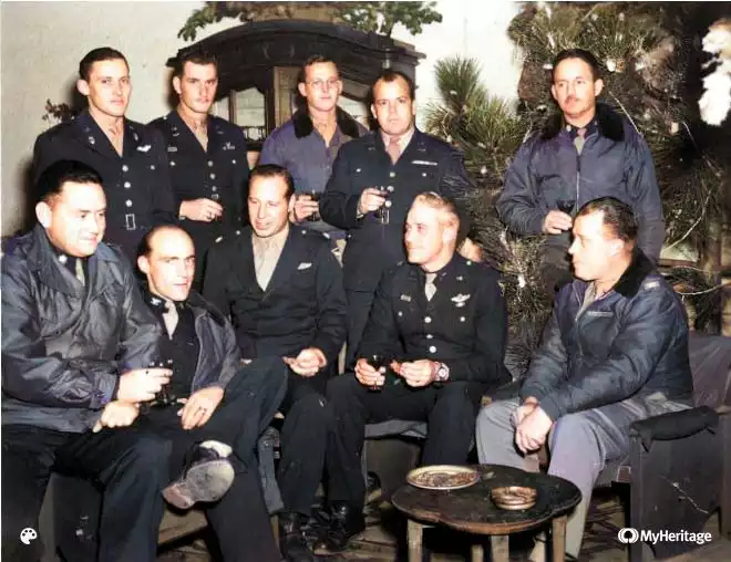 Top brass of 57th BW Christmas 1944.