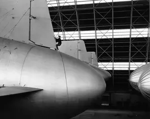 Blimp repairs inside Hangar 1 January 7, 1944
