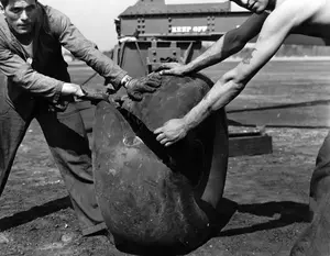 Blown mooring mast tire May 5, 1944