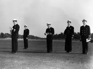 Change Of Command LCDR Bolan reads remarks October 31, 1944