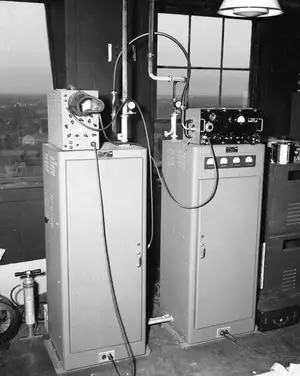 Equipment in control tower on top of Hangar 1 November 11, 1944