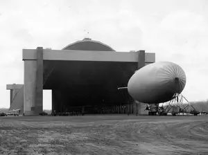 First blimp in Hangar 2 October 31, 1943