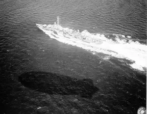 USS Moale DD-693 taken by ZP-11 blimp May 14, 1944