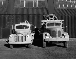 Portable electric generator and water supply trucks December 28, 1943