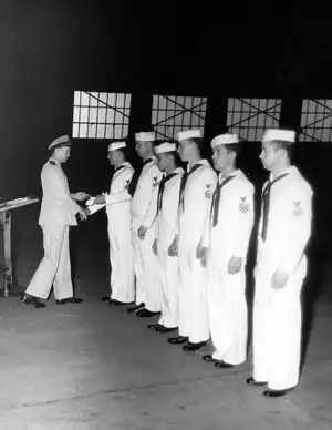 Presentation of GC medals and aircrew wings to HEDRON Personnel June 24, 1944