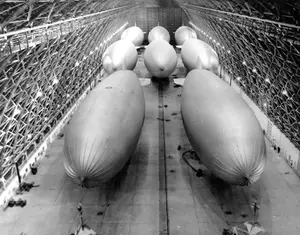 Blimps in Hangar B, 1944