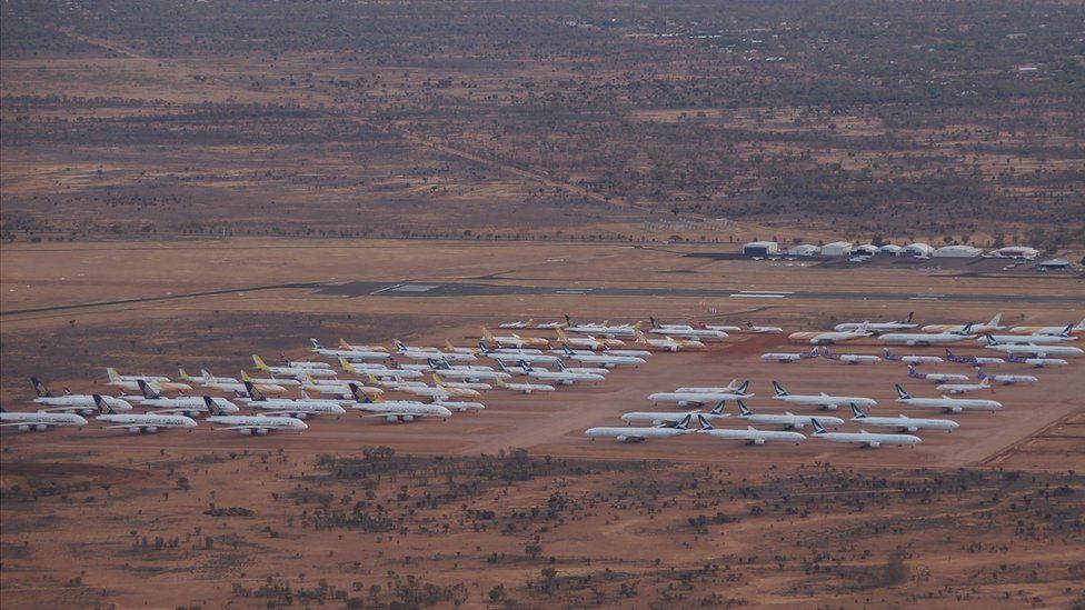 Alice Springs Airport now stores large number of commercial aircraft because of COVID