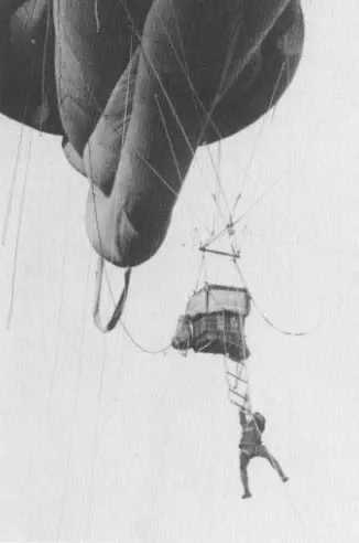 naval observer disembarks from kite balloon
