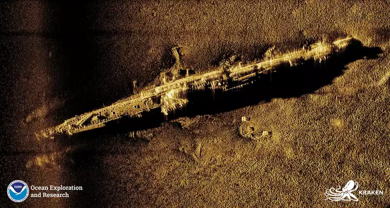 Synthetic aperture sonar imagery of the German submarine U-853