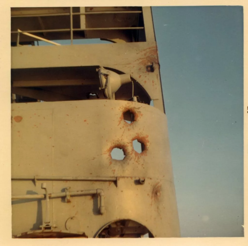 Holes from rocket attack
