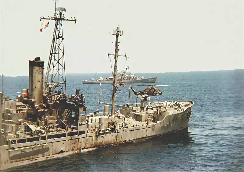 Liberty with destroyer