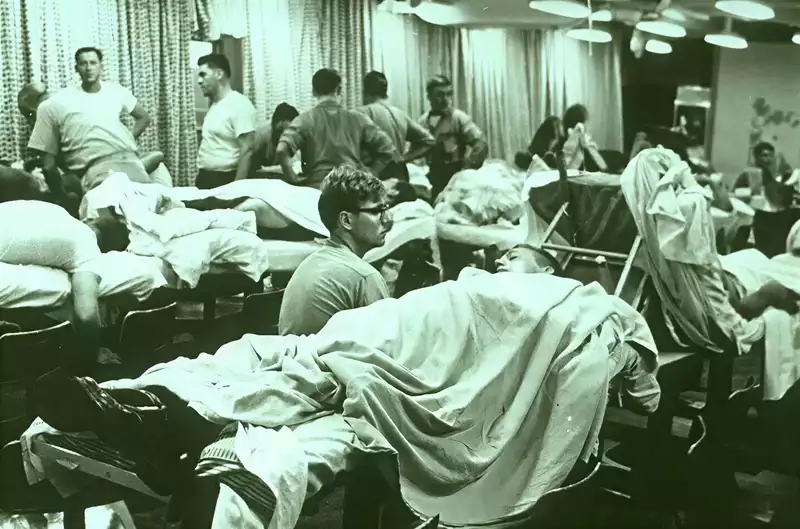 Mess converted into sick bay
